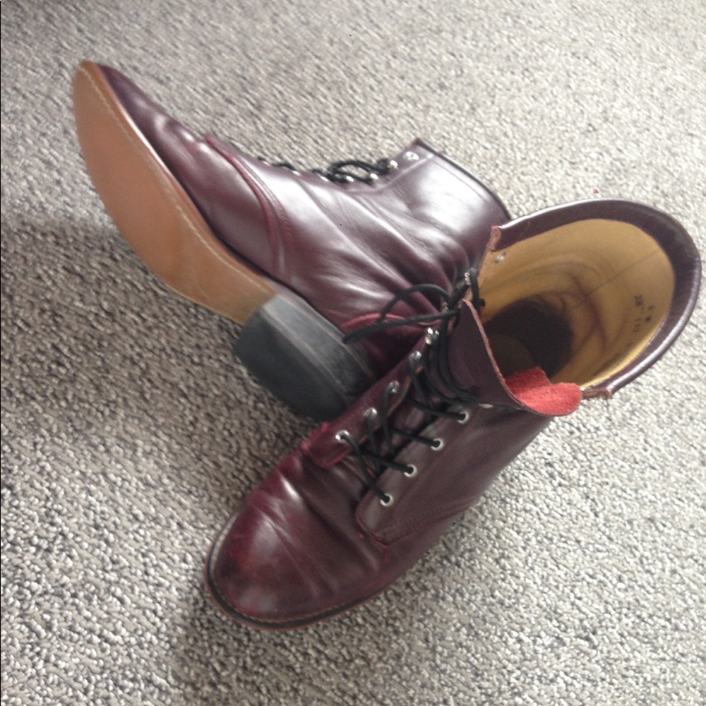 Purple leather boots